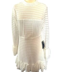 Lulu's White Long Sleeve Textured Dress NWT